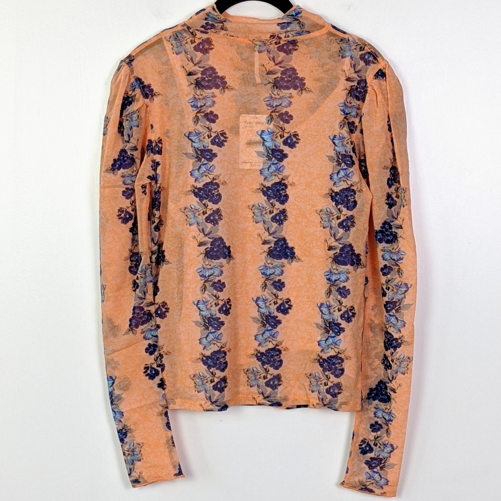 Free People Amber Orange Floral Top NWT - Picture 4 of 11